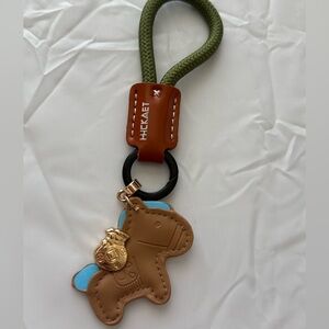 Brown and Blue Horse Keychain with Green Strap lucky